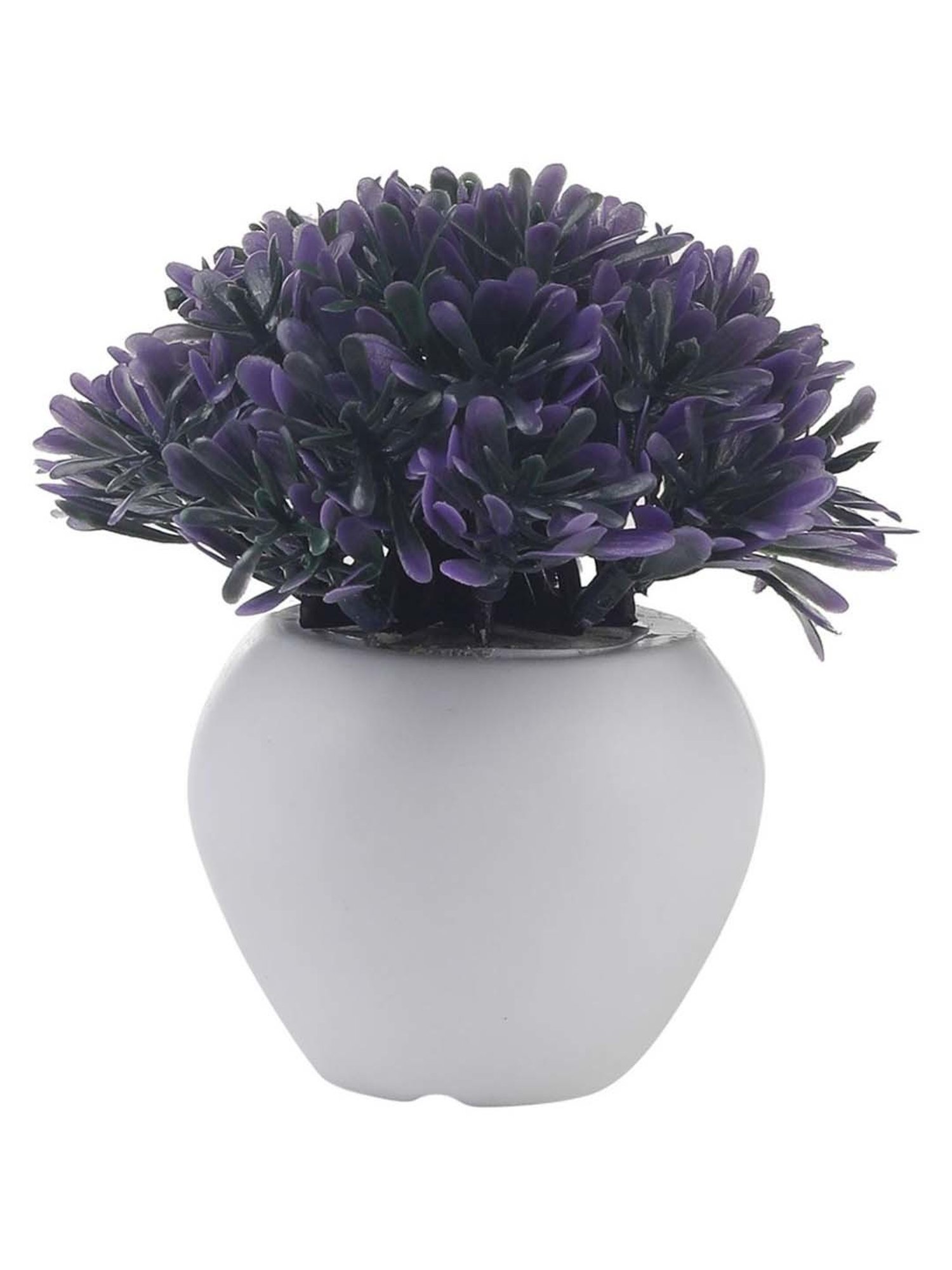 Foliyaj Purple & Orange Plastic Artificial Mini Bush With Leaves - Set of 2