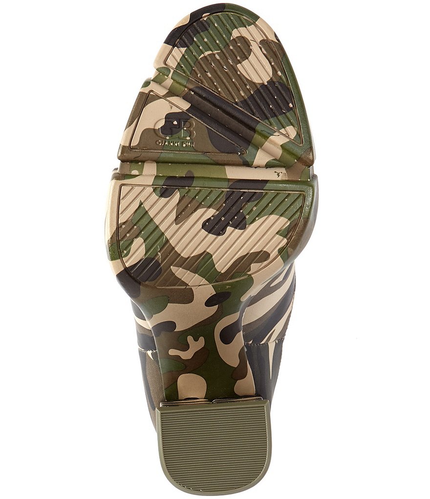 GB Dra-Matic Camo Gore Platform Lug Sole Block Heel Chelsea Booties