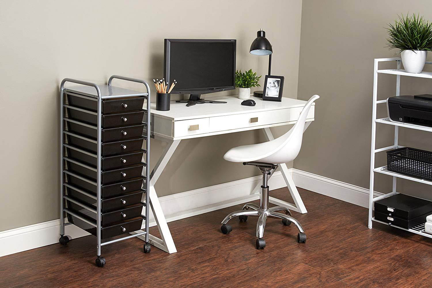 ADVANTUS 10-Drawer Rolling File Organizer Cart, 37.6 x 13 x 15.25 Inches, Smoke (34007)