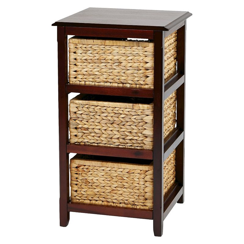 Seabrook ThreeTier Storage Unit With Espresso and Natural Baskets - OSP Home Furnishings