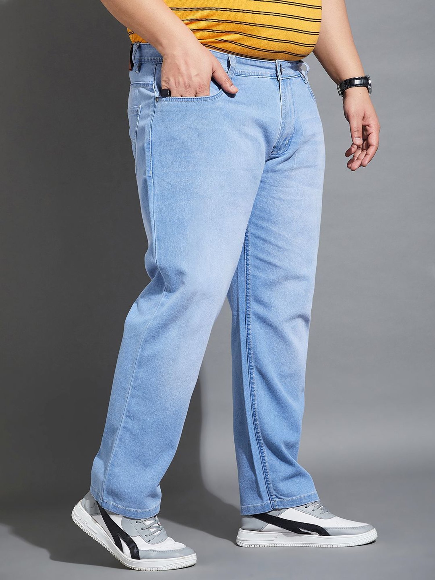 Bigbanana Plus Size Blue Cotton Regular Fit Jeans