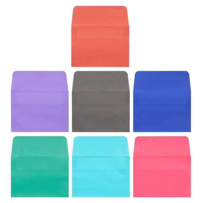 100 Pack Assorted Colors A7 Envelopes - Includes Blue, Pink, Purple, Green, Greeting Cards and Invitation Self Seal Square Flap Envelopes, 5.25x7.25"