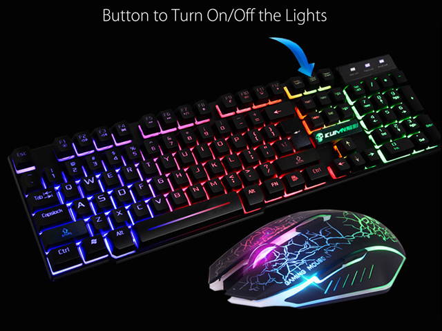 Colorlight T6 E-sport Gaming Keyboard and Mouse Mousepad Combo Mechanical Feeling Rainbow LED Backlight Emitting Character