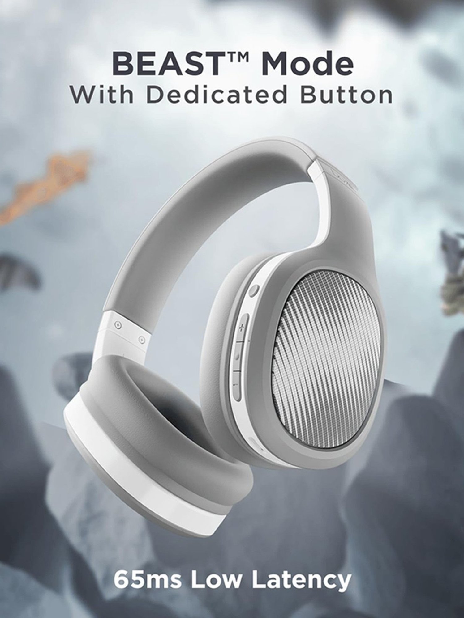 Boat Rockerz 460 Wireless Over Ear Headphones with Up to 30hrs Playtime (White)