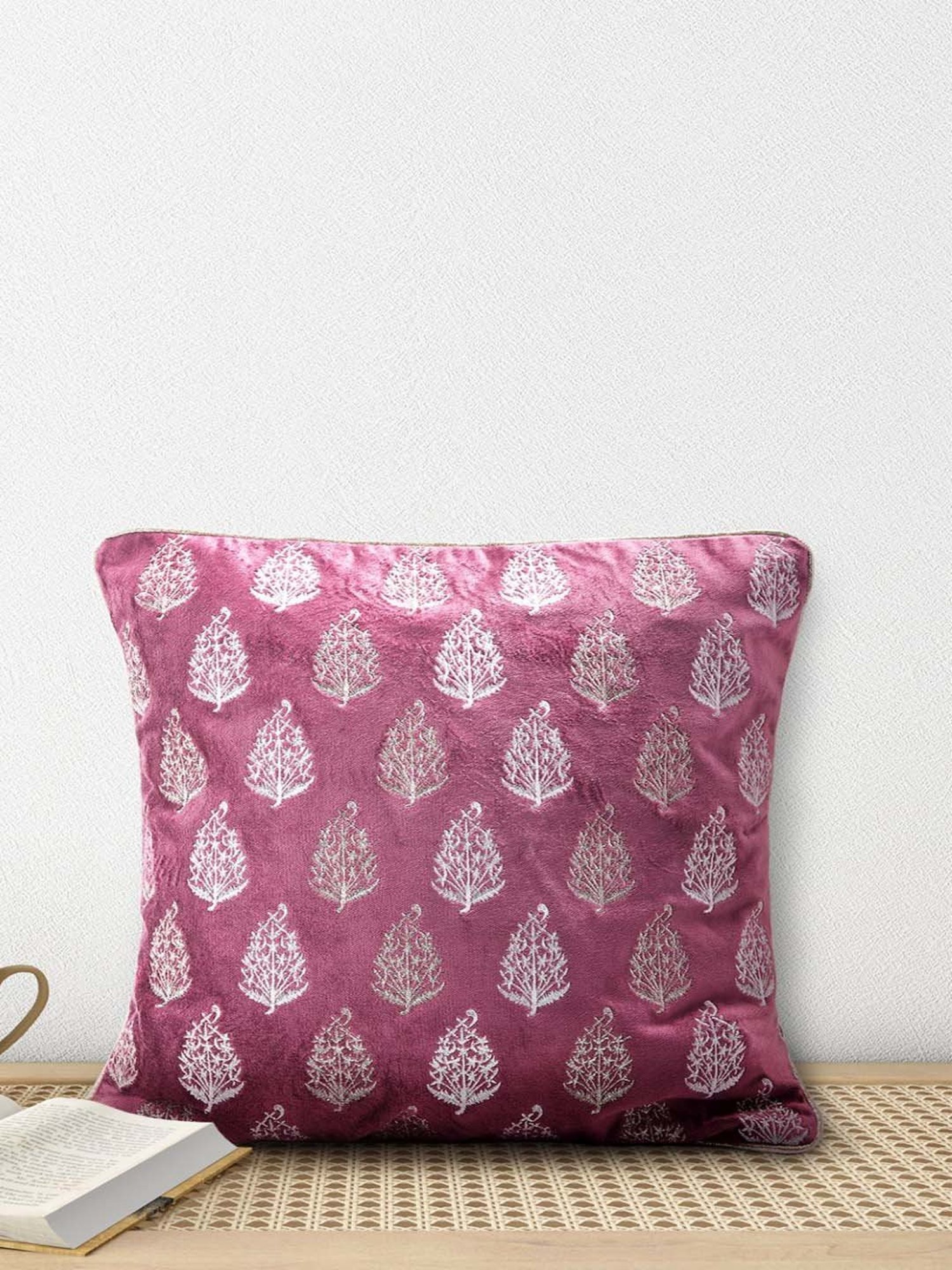 Living Scapes by Pantaloons Wine Cotton Cushion Cover