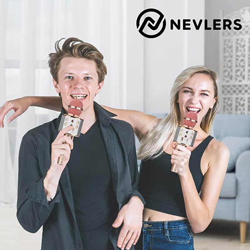 Karaoke Microphone with Wireless Bluetooth Speaker and Recording Options Easy to Use Portable Handheld Karaoke Machine for Kids and Adults Rose