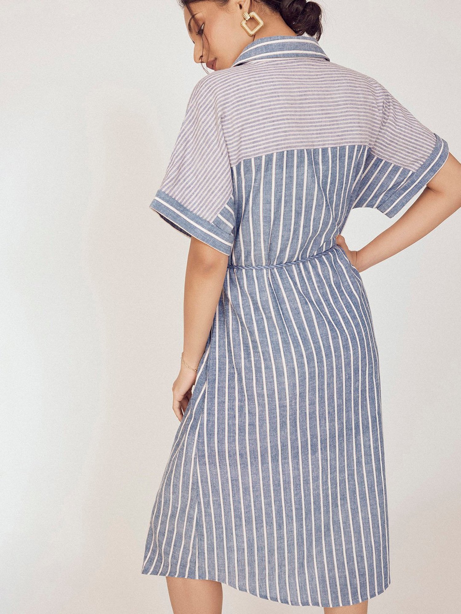 The Label Life Blue Striped Shirt Dress