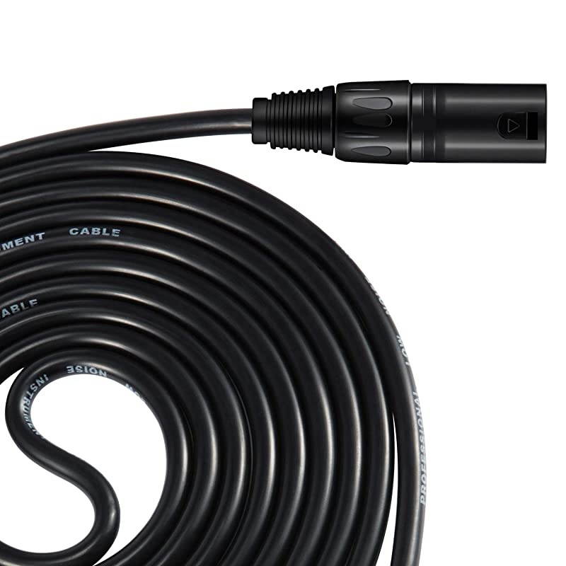 25ft XLR 25 Feet Microphone Male to Female Mic Cables Cord, Black 6-Pack
