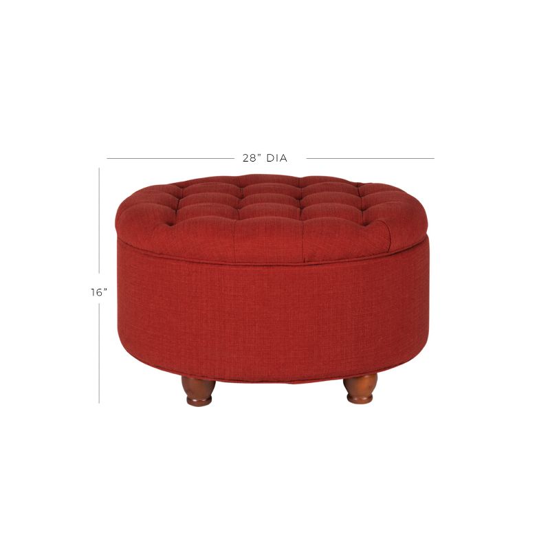Tufted Round Cocktail Storage Ottoman Red - HomePop