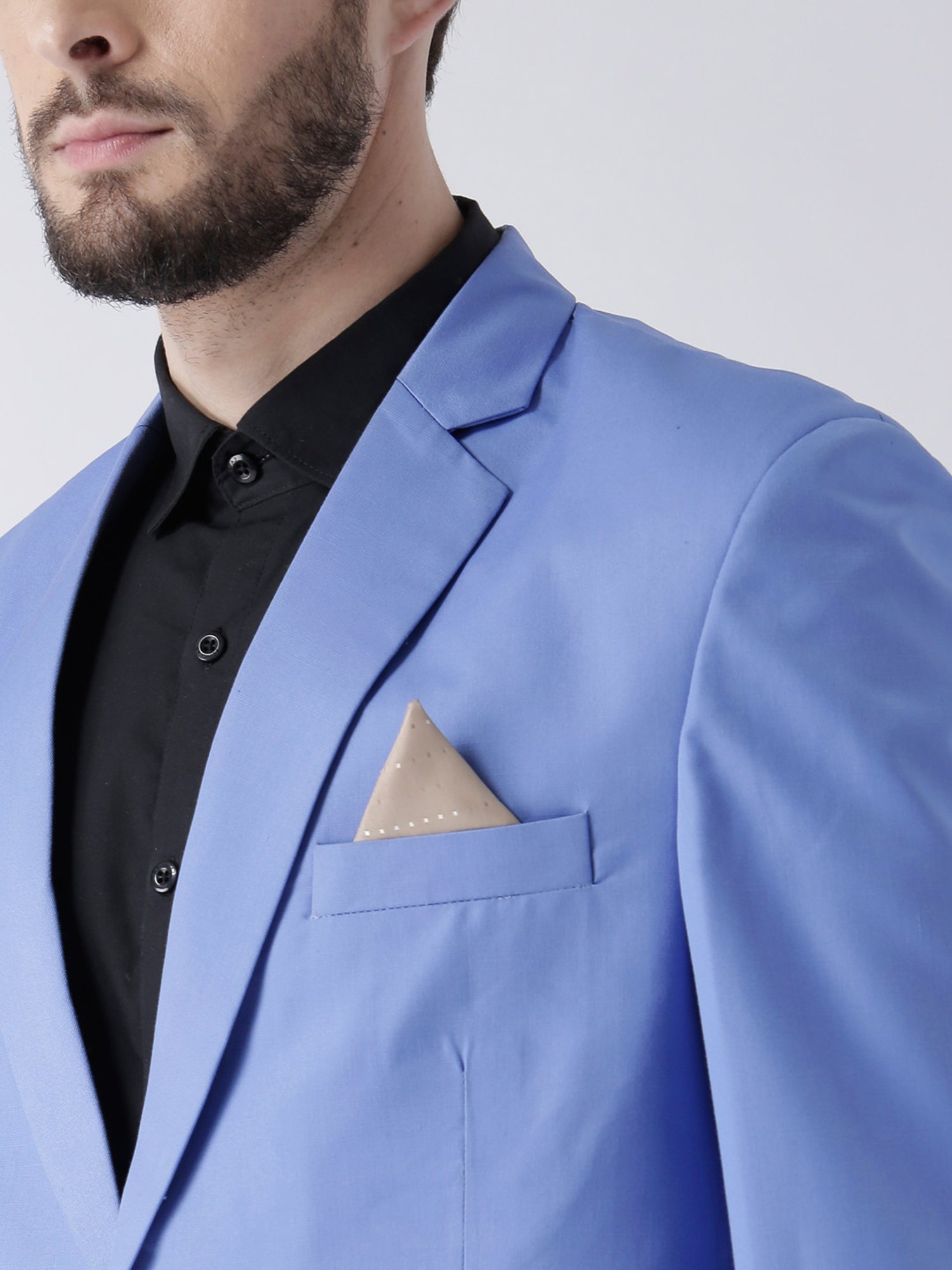 Hangup Plus Blue Regular Fit Notch Lapel Blazer