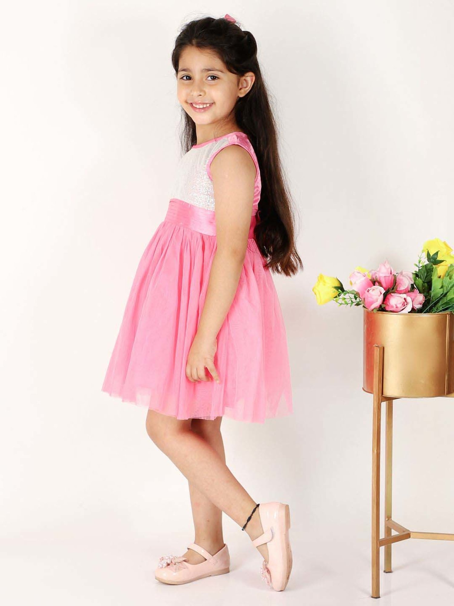 KidsDew White & Pink Embellished Dress