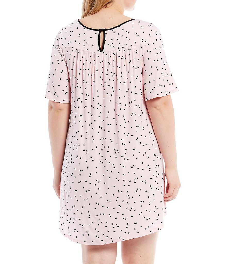 kate spade new york Plus Dot Print Jewel Neck Jersey Knit Sleepshirt