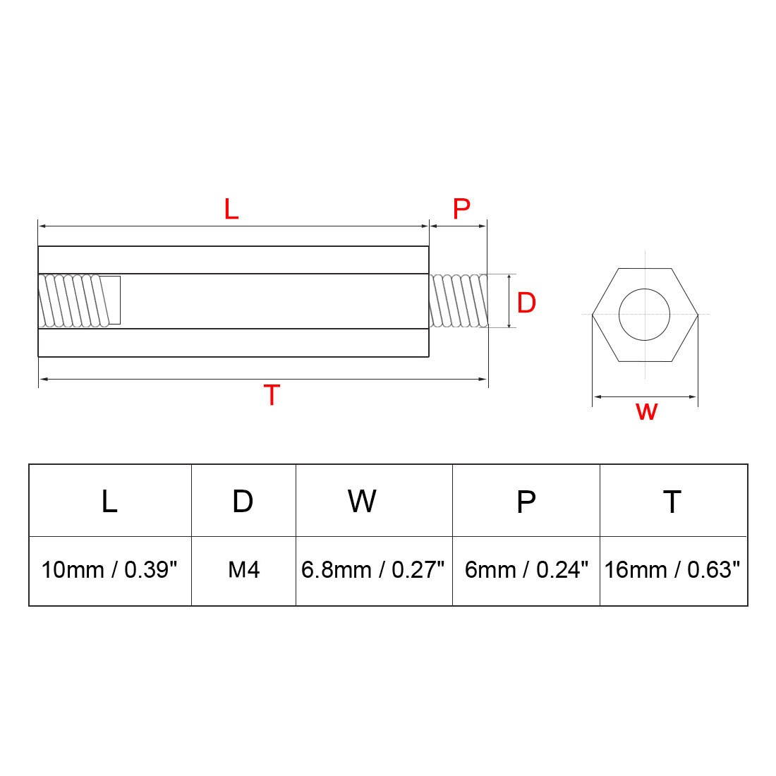 50pcs M4 10+6mm Female Male Thread Brass Hex Standoff Spacer Screws PCB Pillar