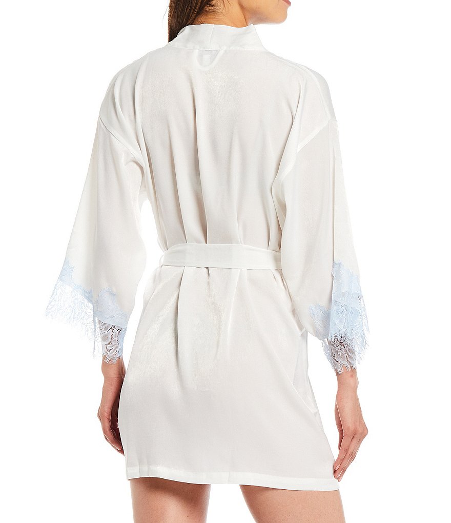 In Bloom by Jonquil Solid Shimmer Satin Short Wrap Robe