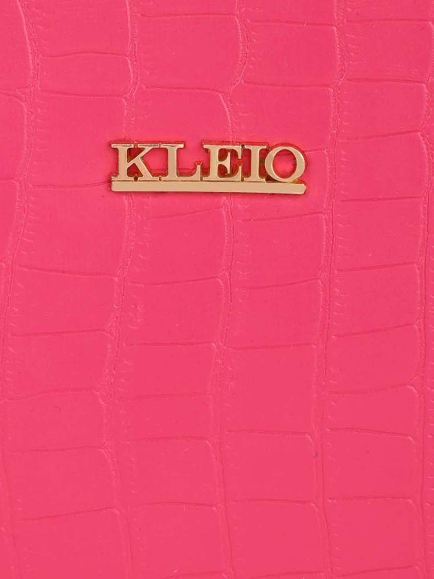 KLEIO Pink Textured Medium Hobo Handbag
