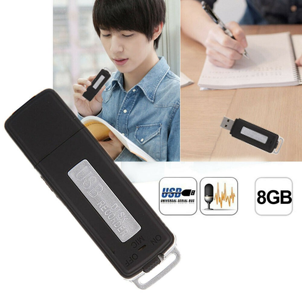 Mini Digital Voice Recorder, USB Flash Drive memo Voice Recorder, Audio Activated Tape Recorder Dictaphone with Dual USB for Meeting,8GB- 94 Hours Capacity (Black)