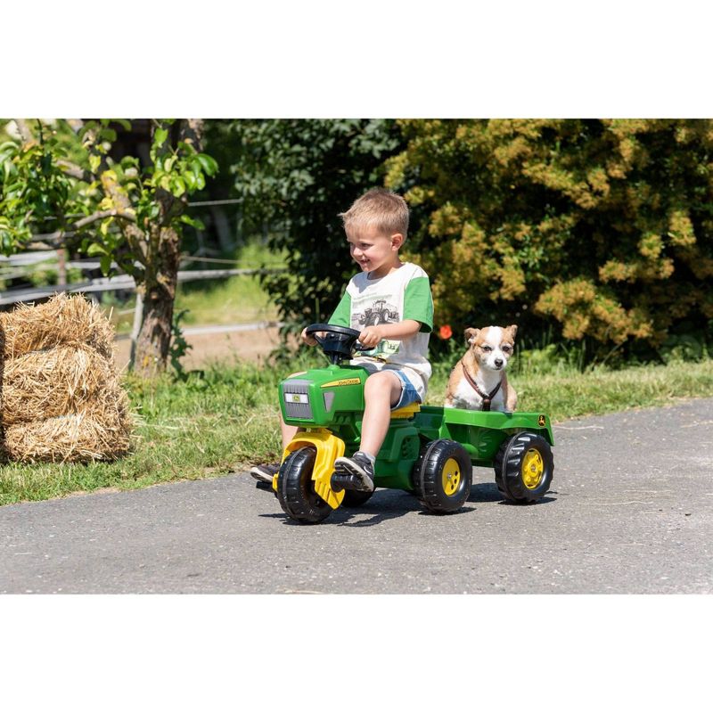 John Deere 3 Wheel Trike Pedal Tractor with Removable Hauling Trailer by Rolly Toys