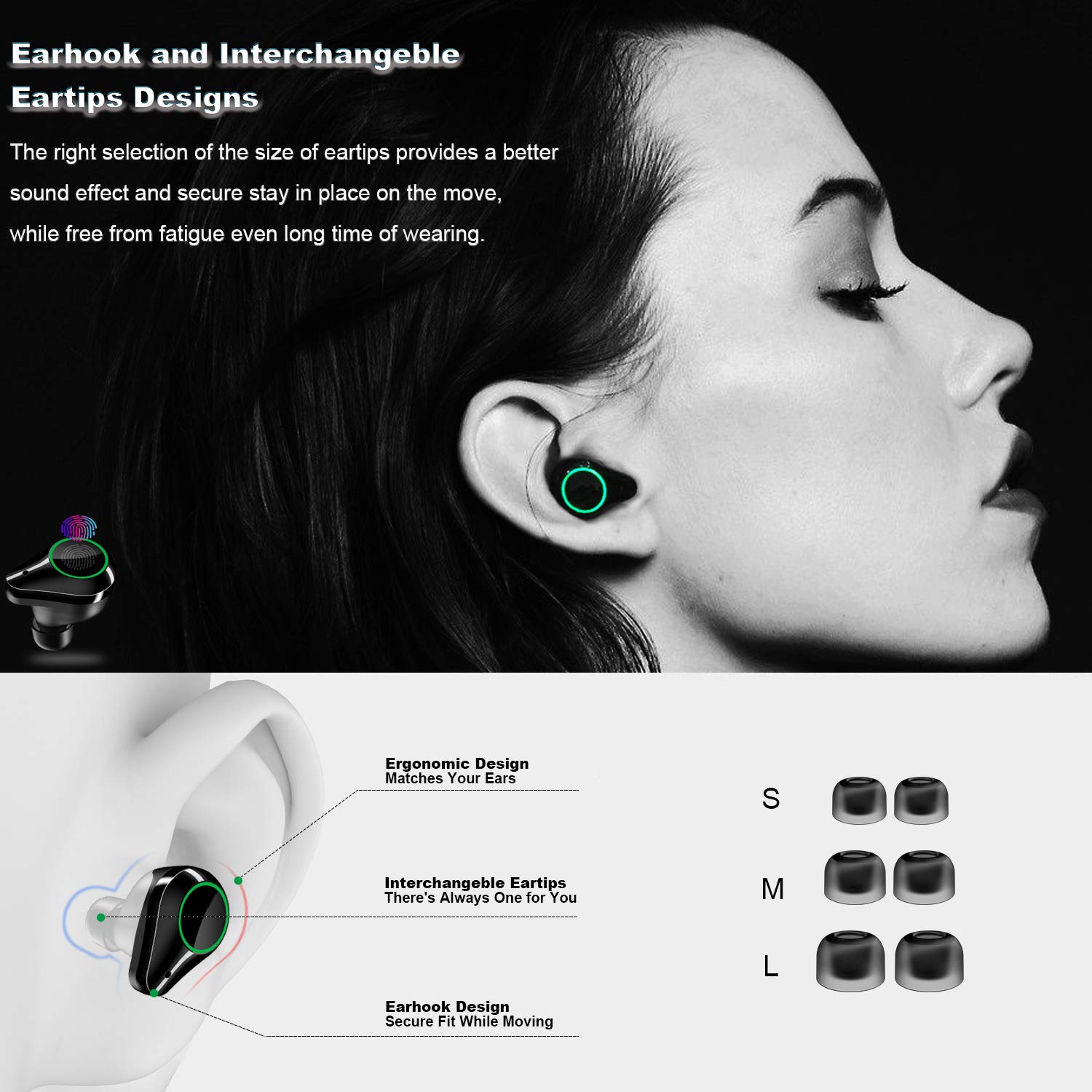 Wireless Earbuds, Nurbenn TWS Bluetooth 5.0 Headphones True Wireless Ear Buds IPX7 Waterproof Dual Built-in Mic Earphones with 4000mAh Charging Case for 120H Extended Playtime