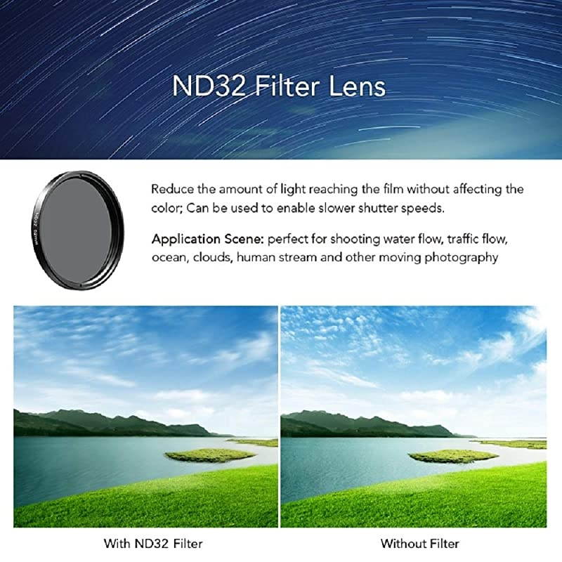 2020 Newly Phone Camera Graduated Color Filter Accessory Kit Adjustable BlueOrangeYellowRed Color Lens Star CPL Filter ND32 Filter for Camera iPhone Samsung Huawei etc