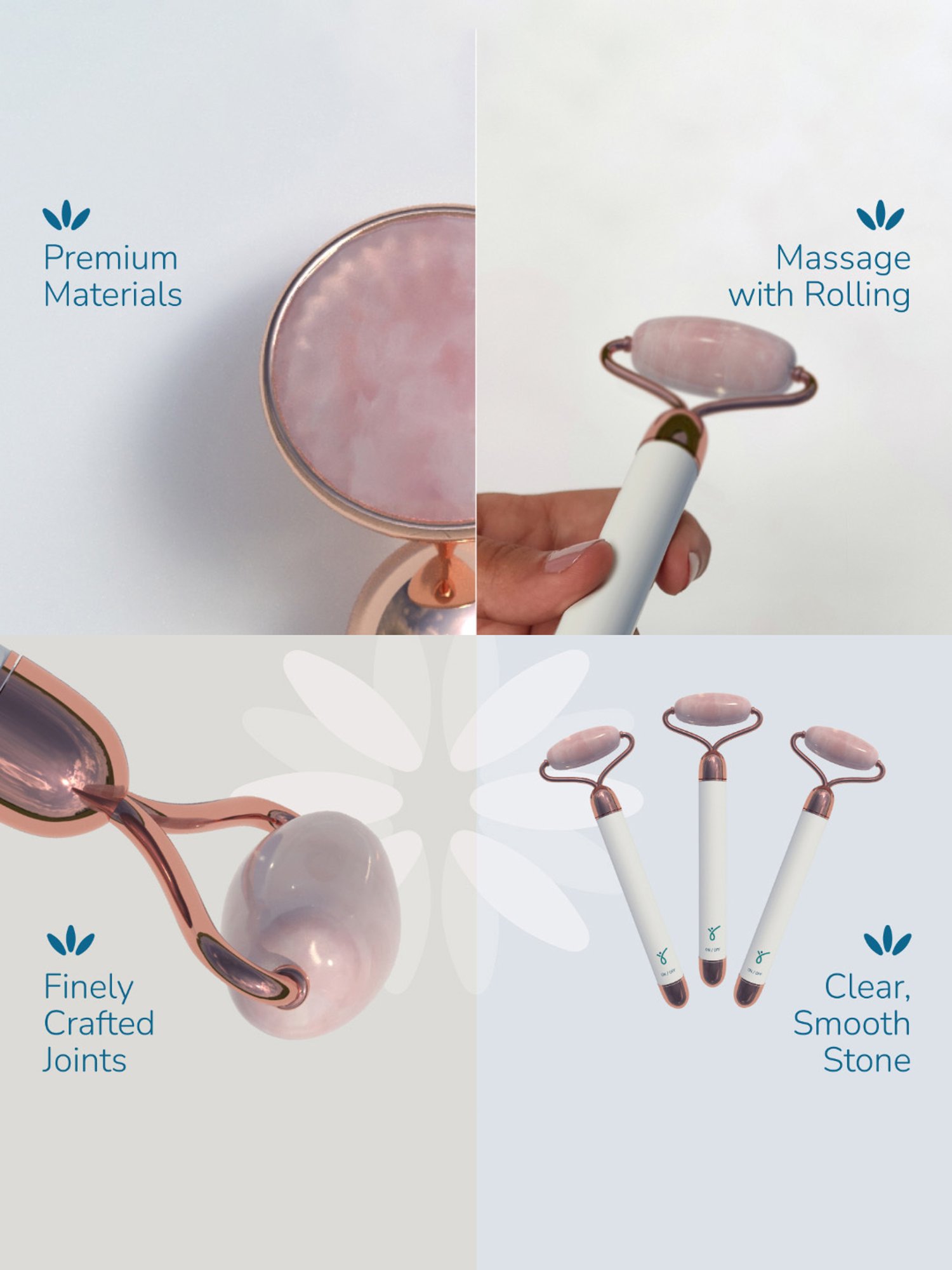 Caresmith Bloom CS69 Vibrating Rose Quartz Face Roller (White)