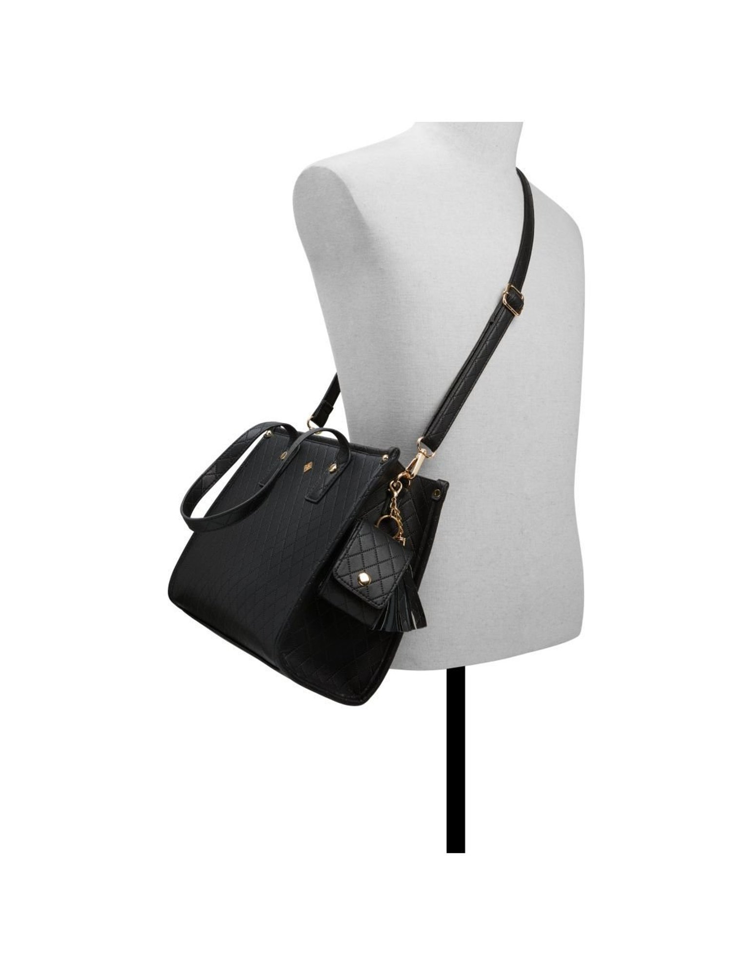 Call It Spring Black Textured Shoulder Handbag With Coin Case