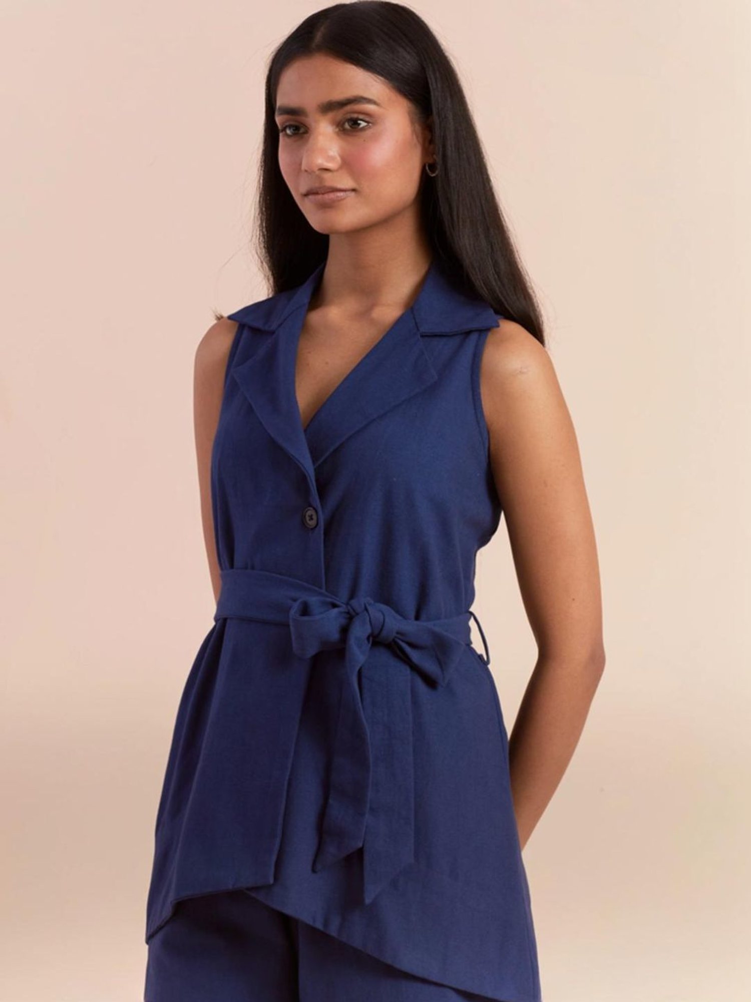 Priya Chaudhary Dark Blue Yasha Twill Cotton Pant