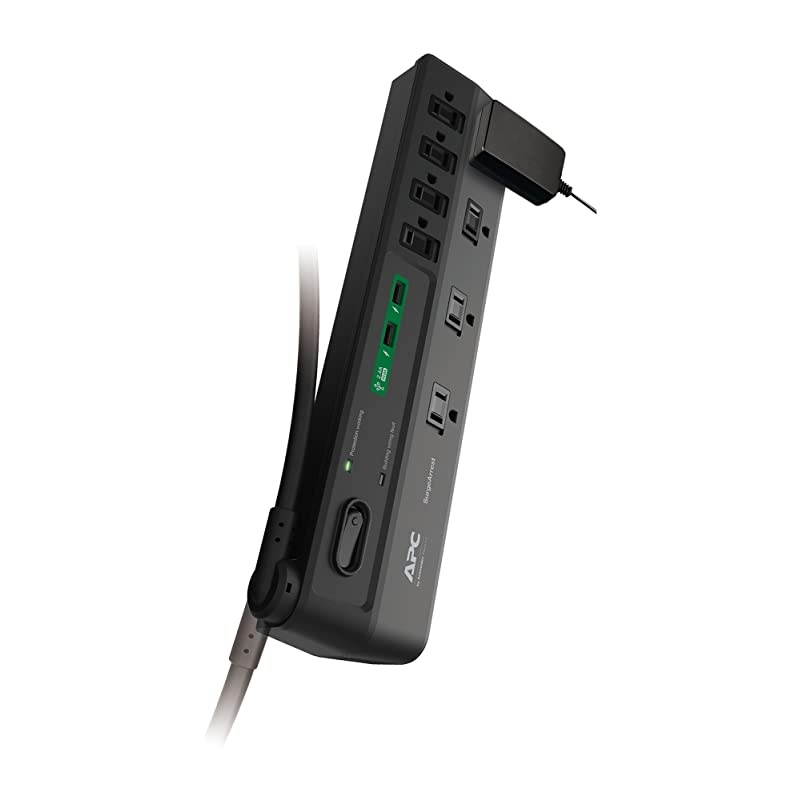 Strip with USB Charging Ports Surge Protector P8U2 2630 Joules Flat Plug 8 Outlets