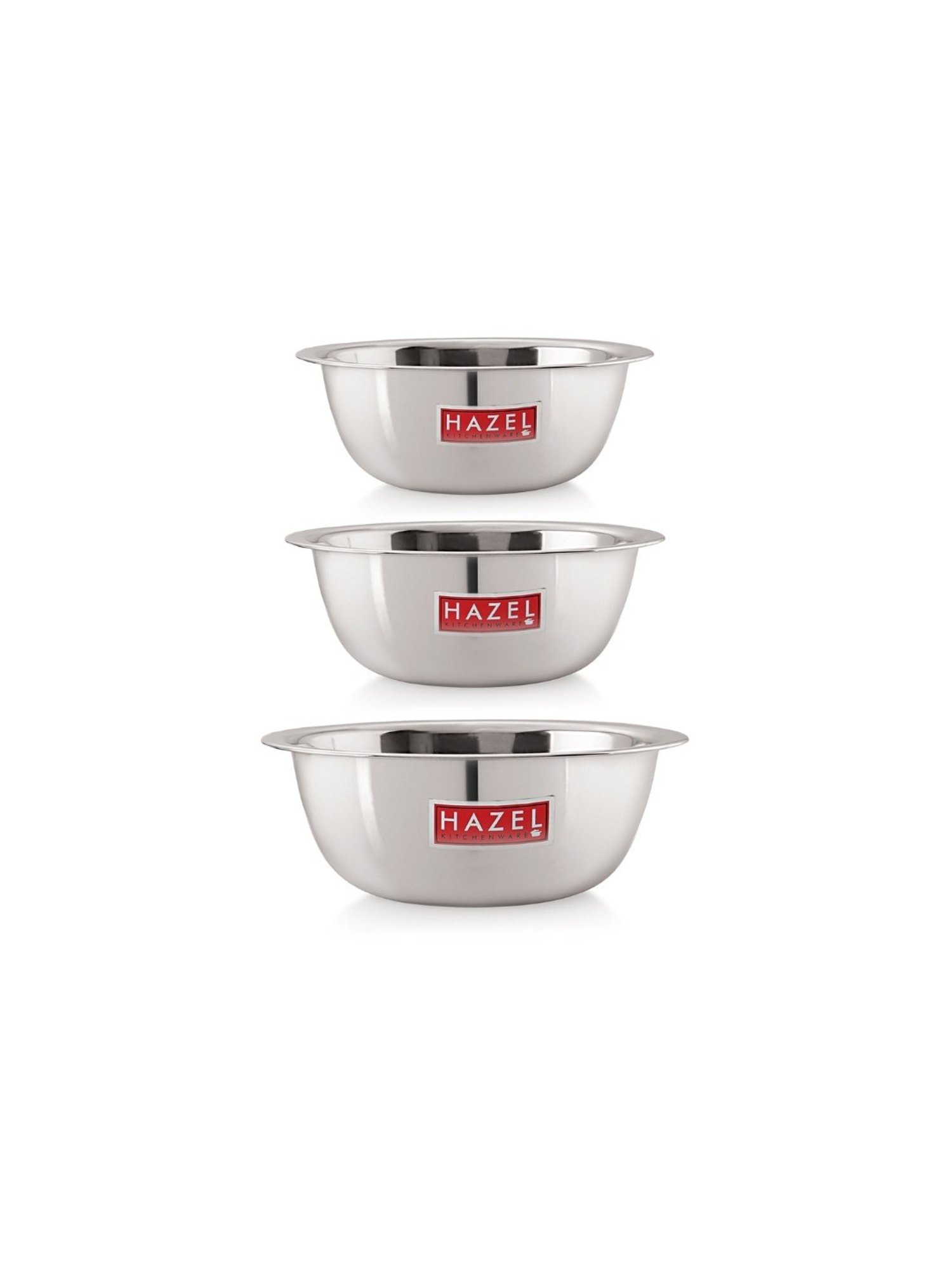 HAZEL Silver Stainless Steel Mixing Bowl - Set of 3 (2.1L)
