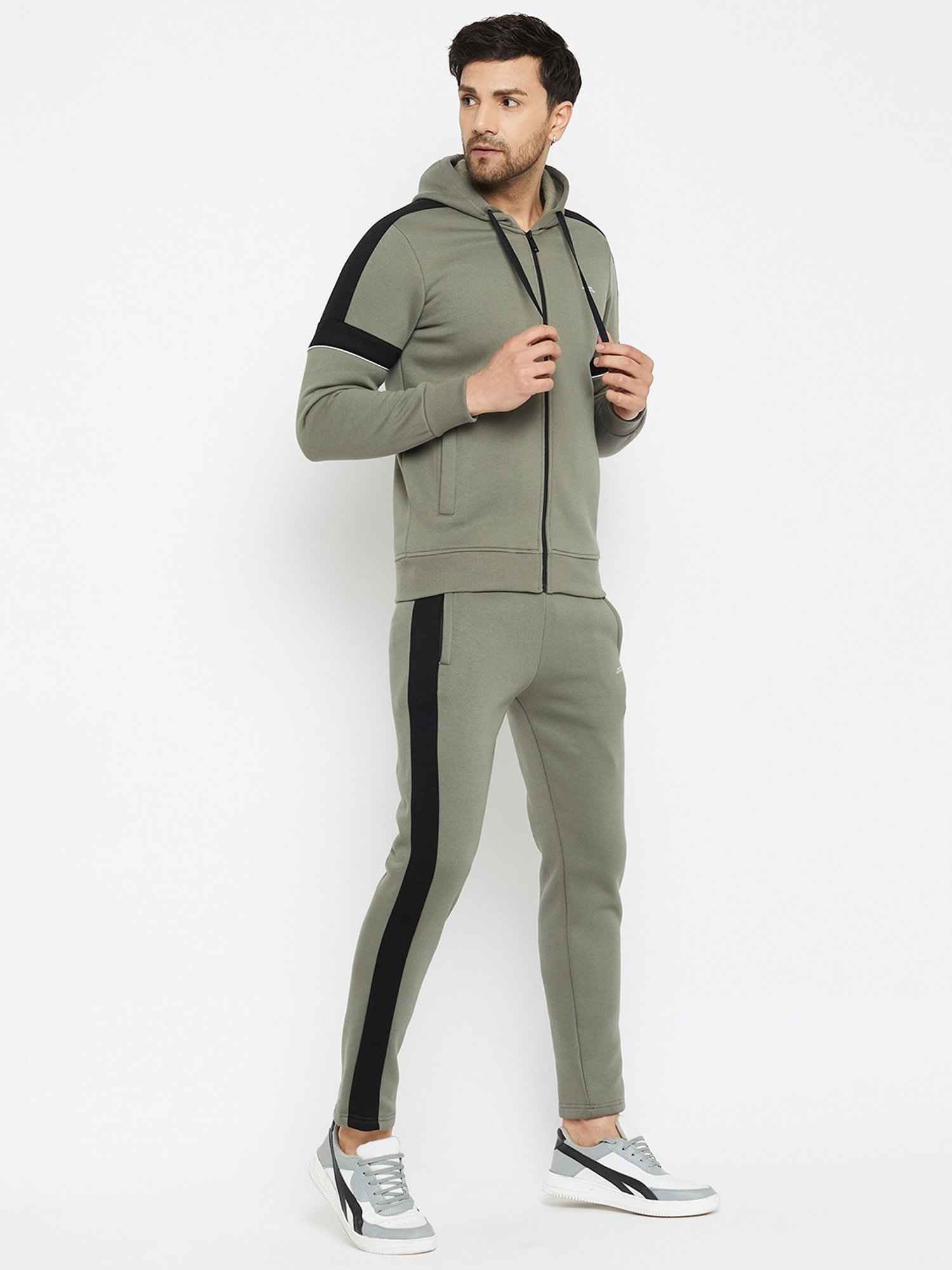 Okane Olive Regular Fit Colour Block Tracksuit