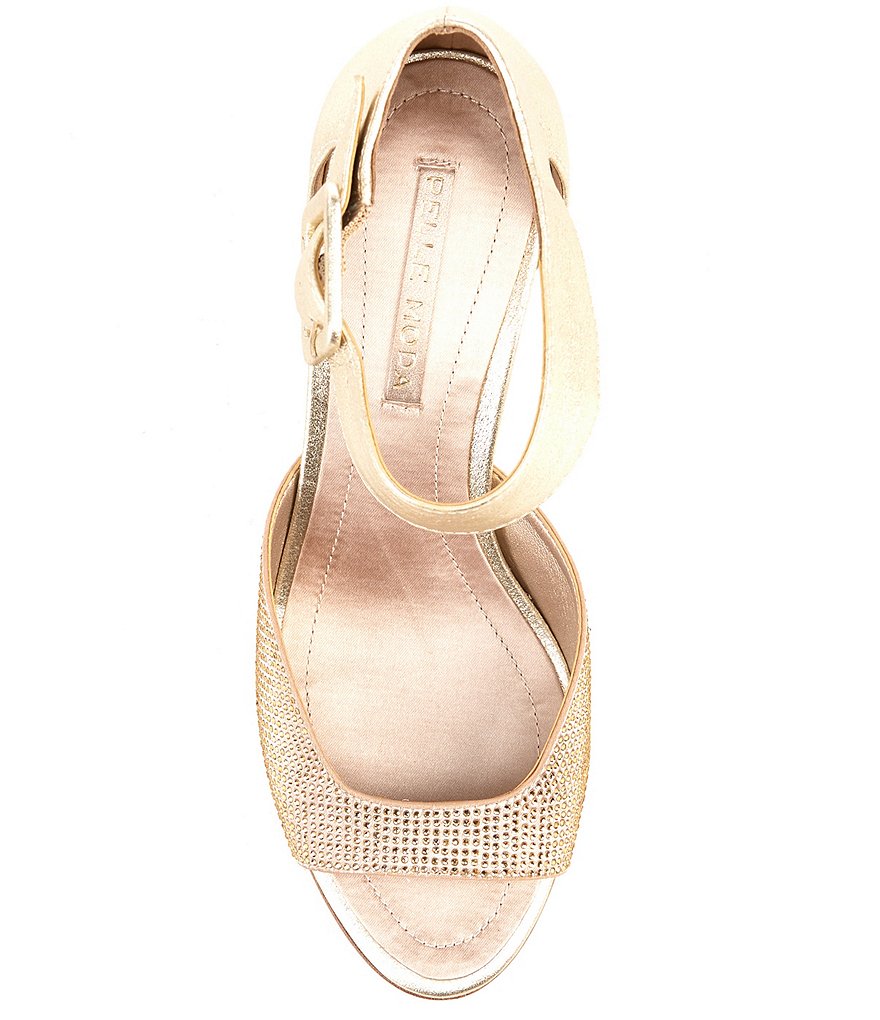 Pelle Moda Berlin6 Metallic Suede Crystal Embellished Dress Sandals