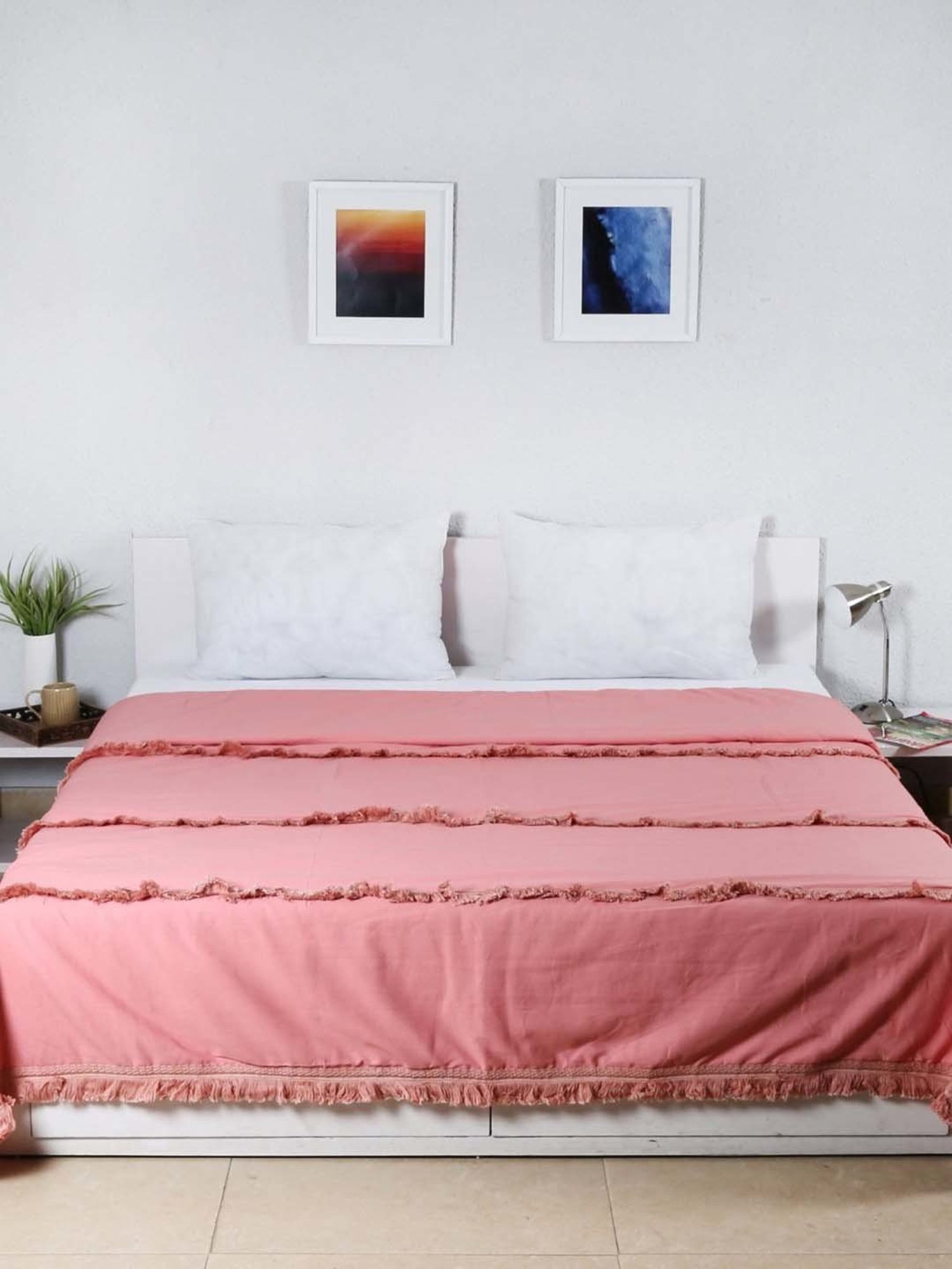 House This Kumud Pink Cotton Bed Cover - Set of 1