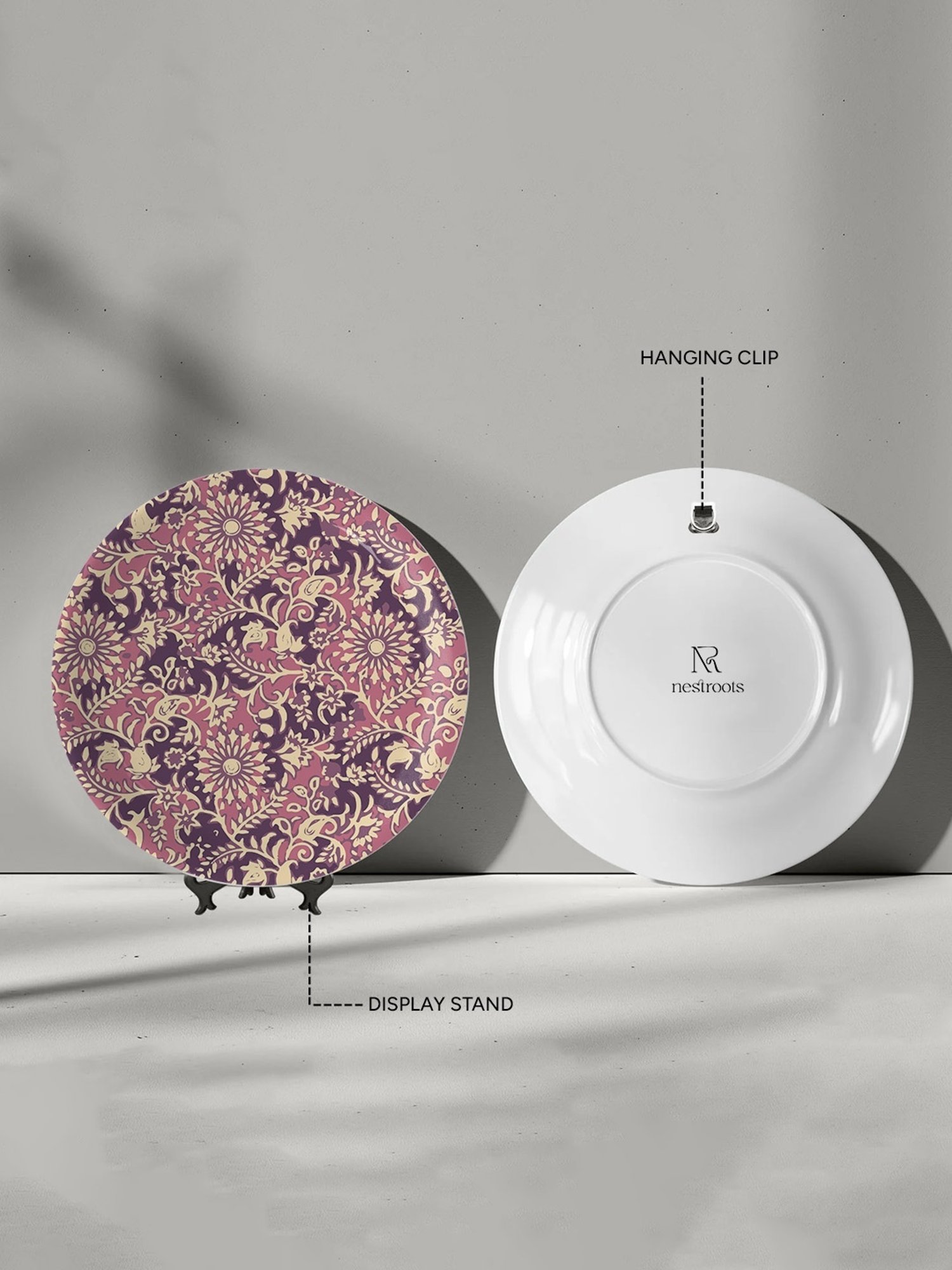 Nestroots Ethnic Floral Printed Multicolor Porcelain Wall Plate