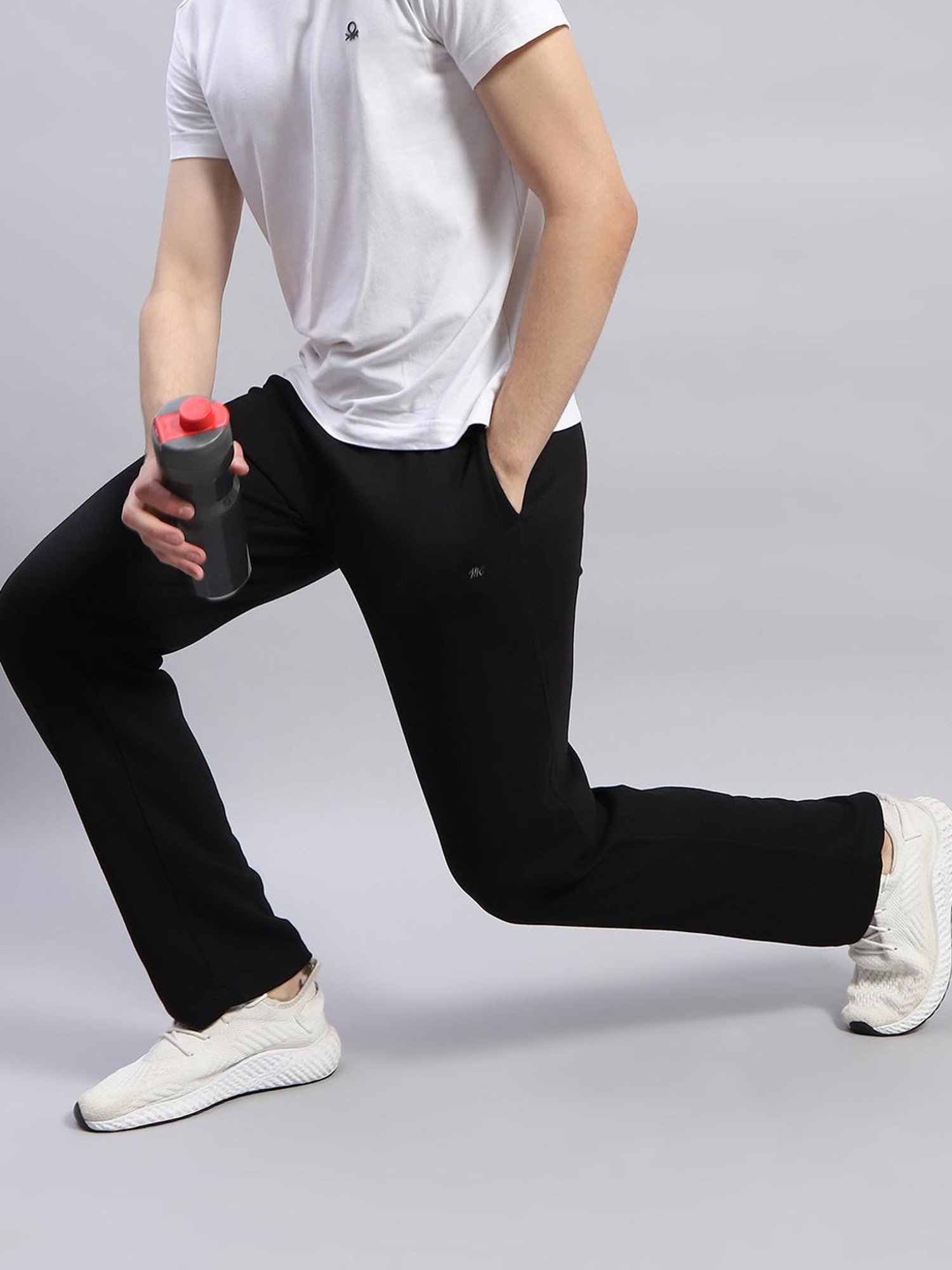 Monte Carlo Black Cotton Regular Fit Trackpants