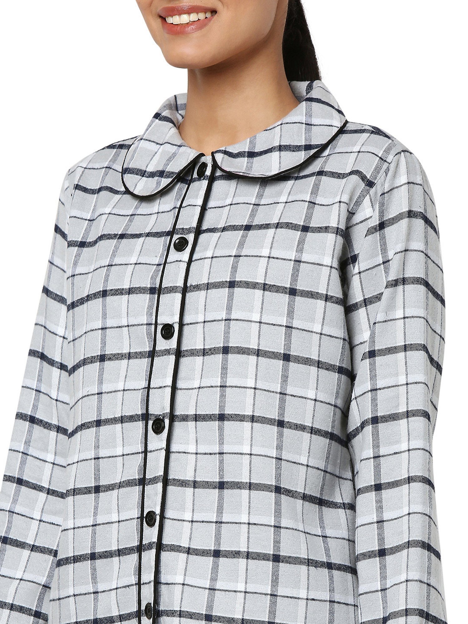 Smarty Pants Grey & Black Cotton Checks Shirt With Pyjamas