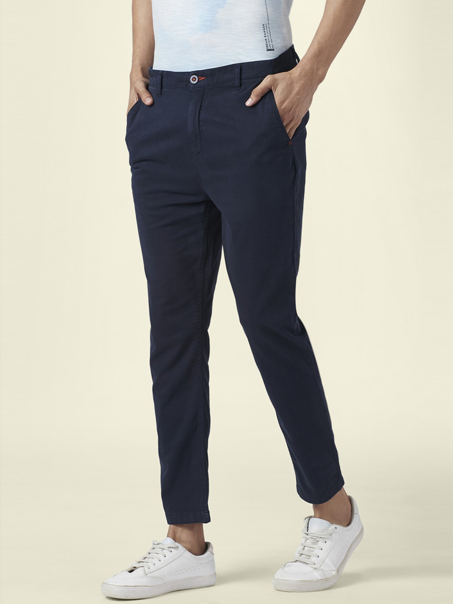 WES Casuals by Westside Olive Relaxed-Fit Mid-Rise Cotton Blend Joggers