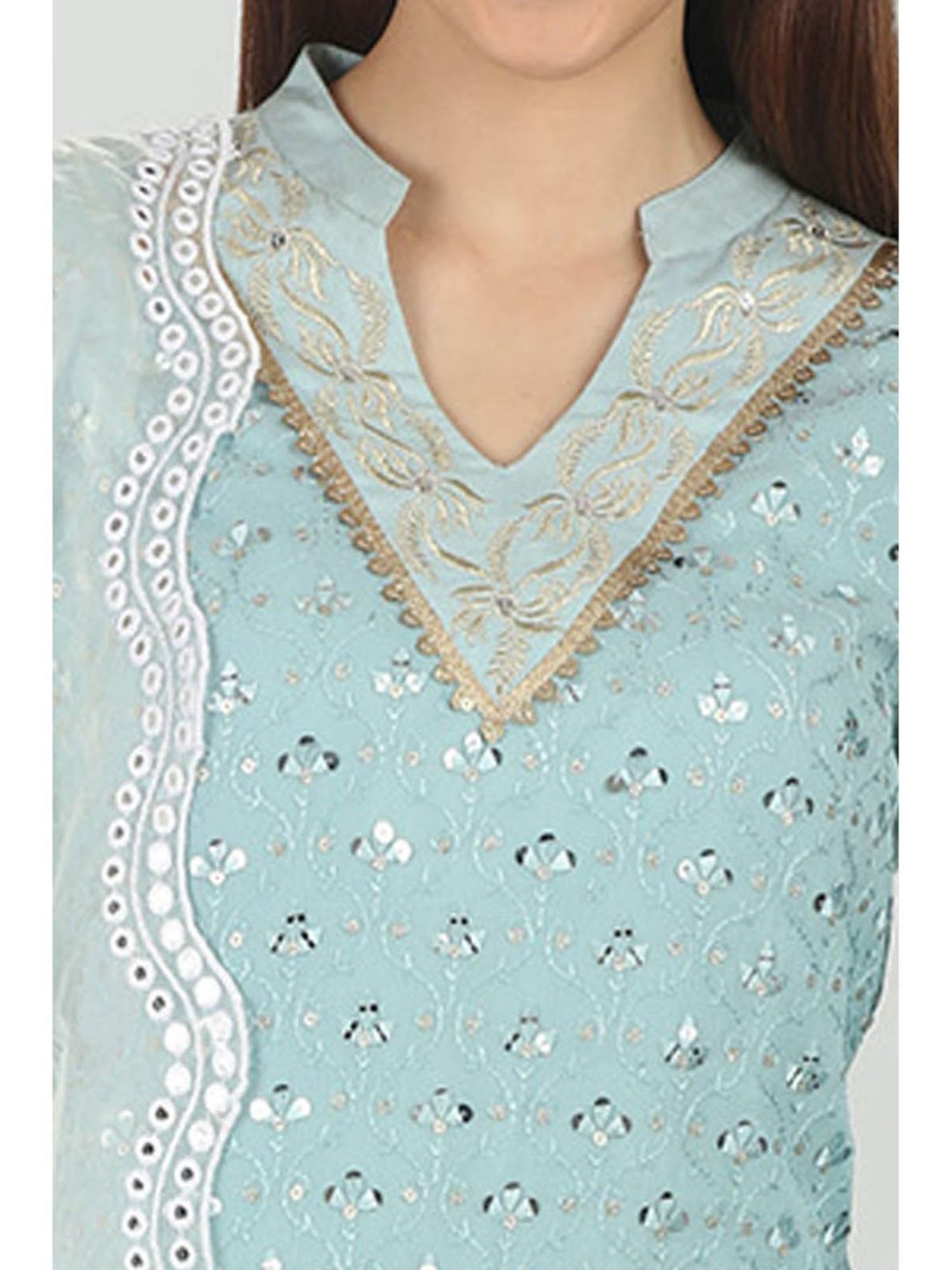 Mustard White Printed Dupatta
