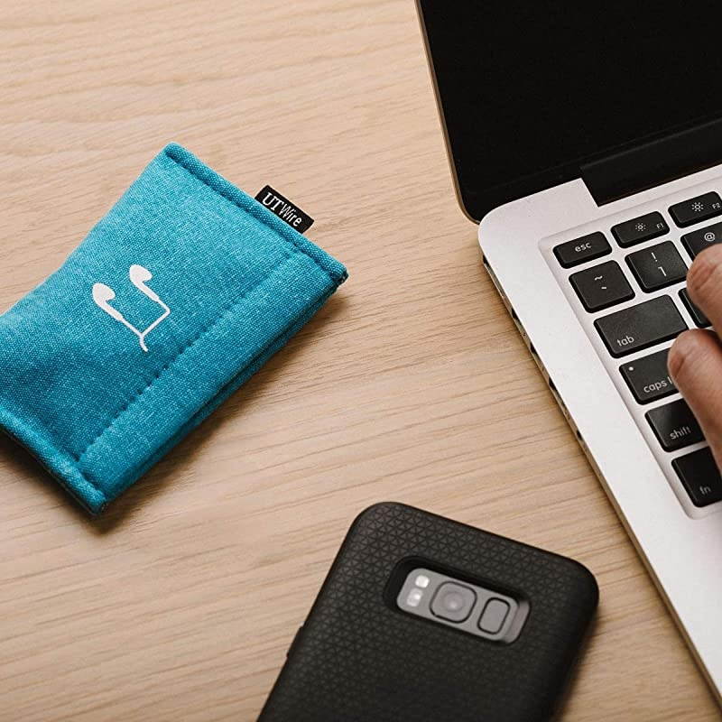 Pocket Earbud Earphone Case Pouch Bag Organizer Blue 2 Pack