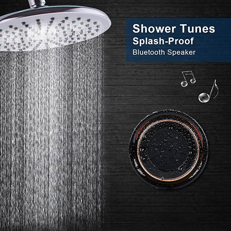 Bluetooth Shower Speakers  Portable Wireless Waterproof Speaker with FM Radio amp Suction Cup Pairs Easily to Your Bluetooth Devices Phones Tablets Computer Black amp Orange