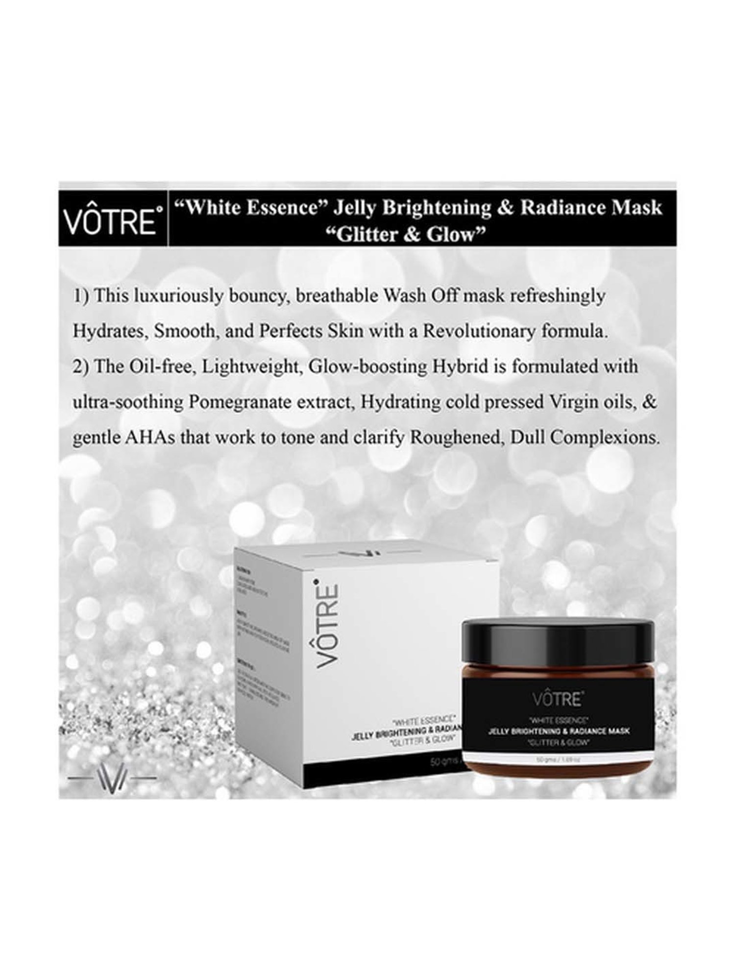 Votre Jelly Brightening & Radiance Mask White Essence Glitter & Glow - 50 gm