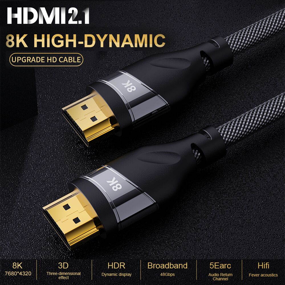 CableDeconn 8K HDMI 2.1 Copper Cord Real UHD HDR 8K 48Gbps,8K@60Hz 4K@120Hz Support HDCP 3D HDMI Cable for PS4 SetTop Box HDTVs Projectors (2m 6.6ft, HDMI Copper Cord 8K)