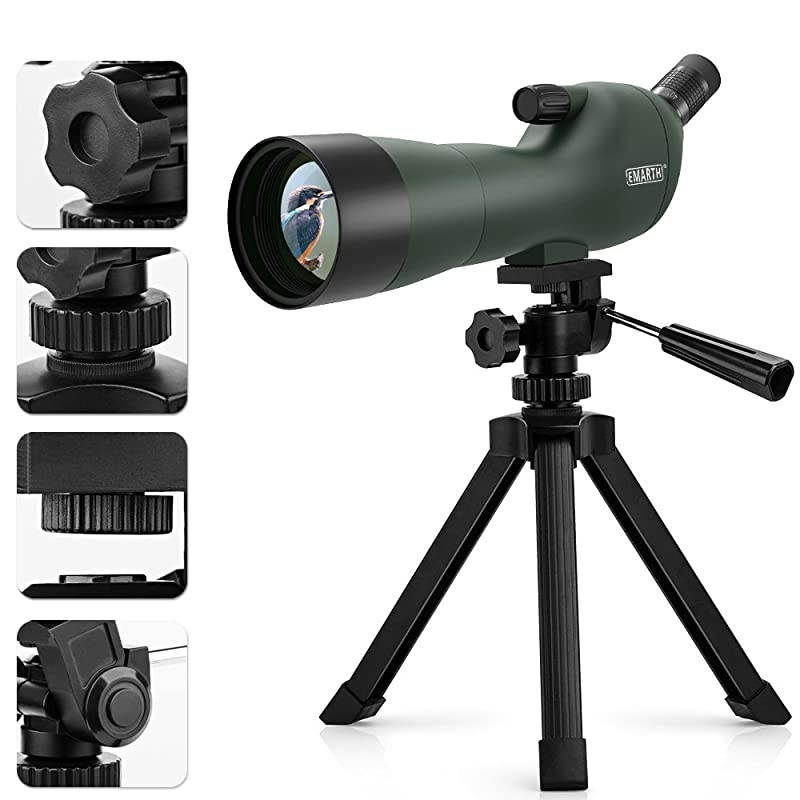 20-60x60AE Waterproof Angled Spotting Scope with Tripod, 45-Degree Angled Eyepiece, Optics Zoom 39-19m/1000m  Shooting Bird Watching Hunting Wildlife Scenery (20-60x60) Green