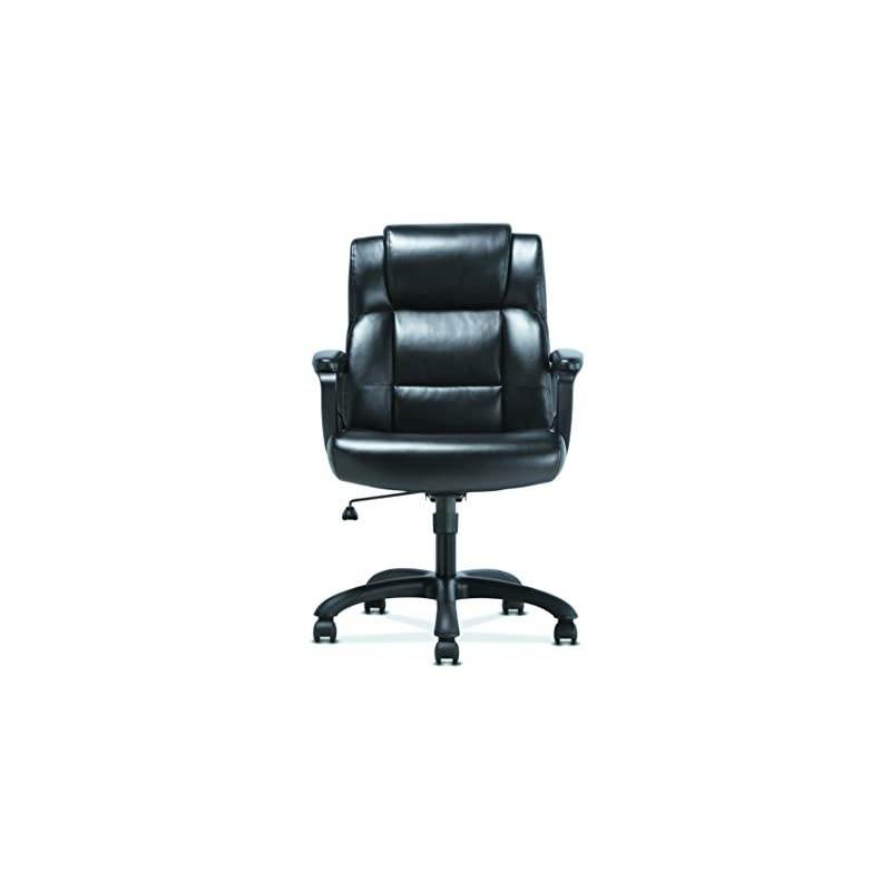 BSXVST305 Sadie Leather Executive Computer/Office Arms-Ergonomic Swivel Chair (HVST305), Black