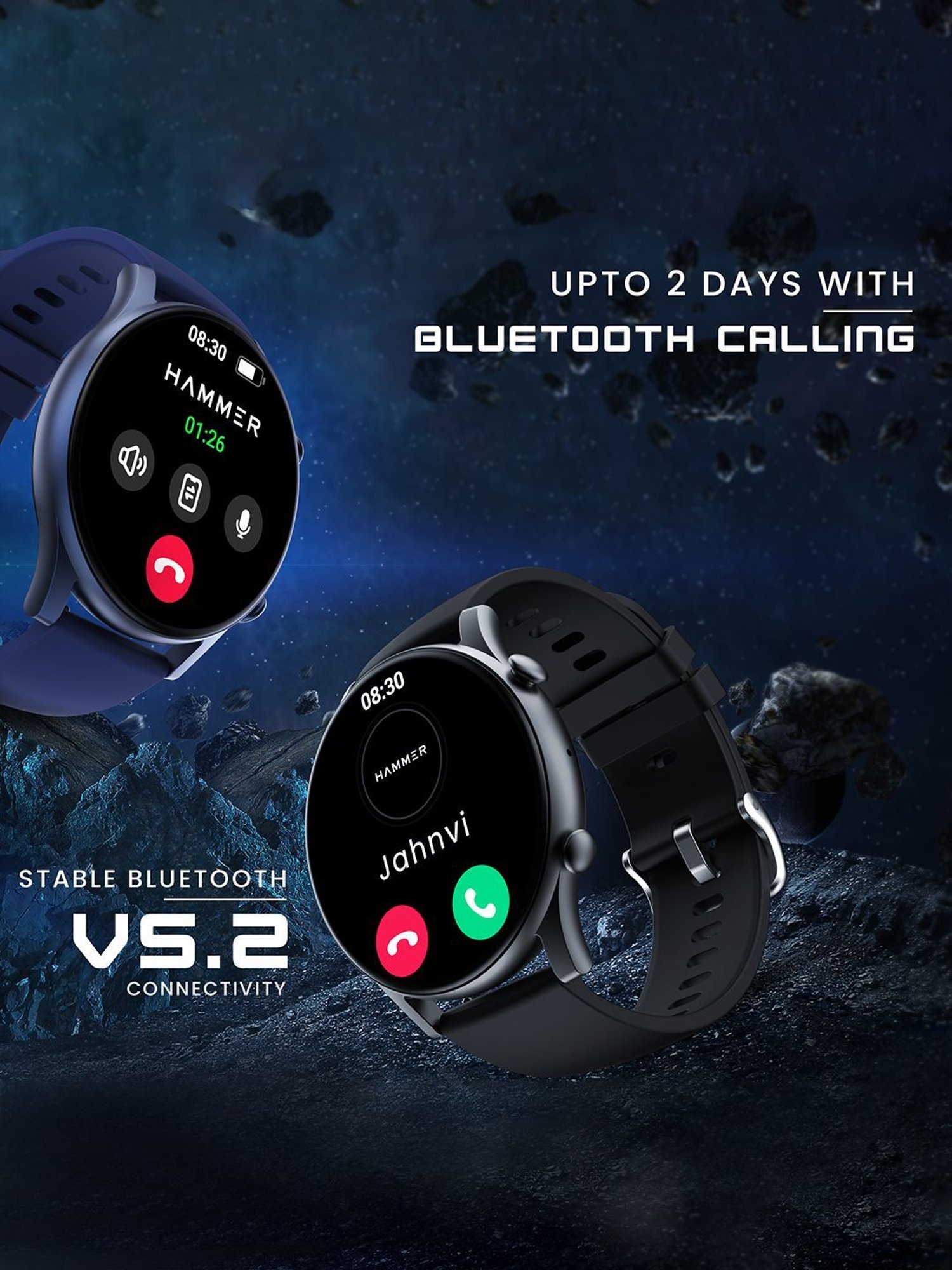 Hammer Glide 1.43 inch AMOLED Display Smartwatch for Men with Bluetooth Calling (Charcoal Black)