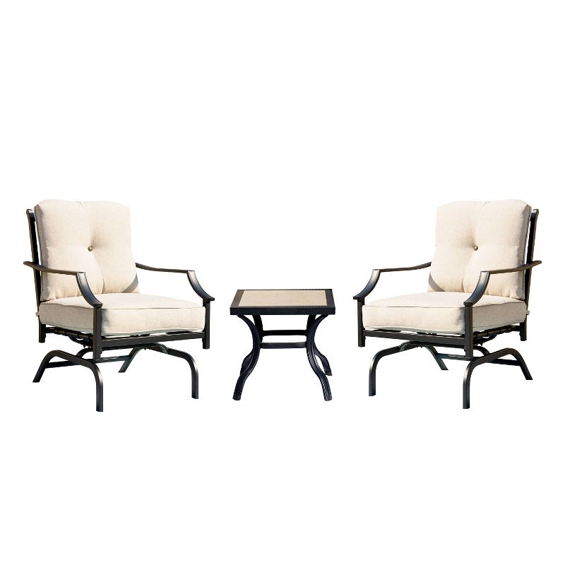 3pc Steel Patio Seating Sets Cream - Lokatse