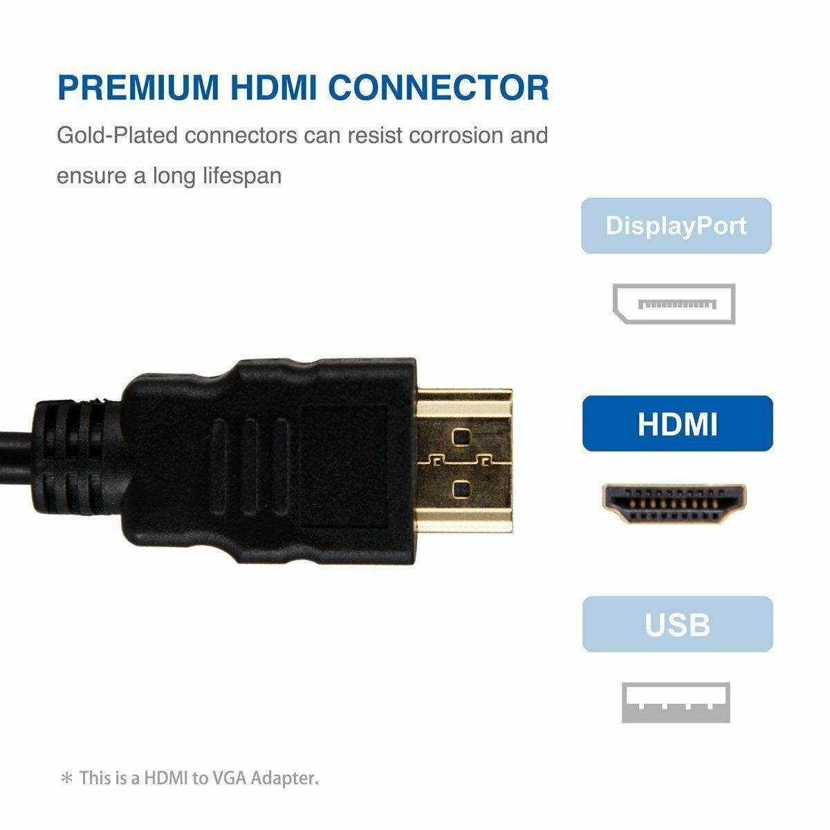 HDMI Male to VGA Female Adapter for Chromebooks Laptop Computer Projector HDTV HDMI Male to VGA Female Adapter for Chromebooks Laptop Computer Projector HDTV
