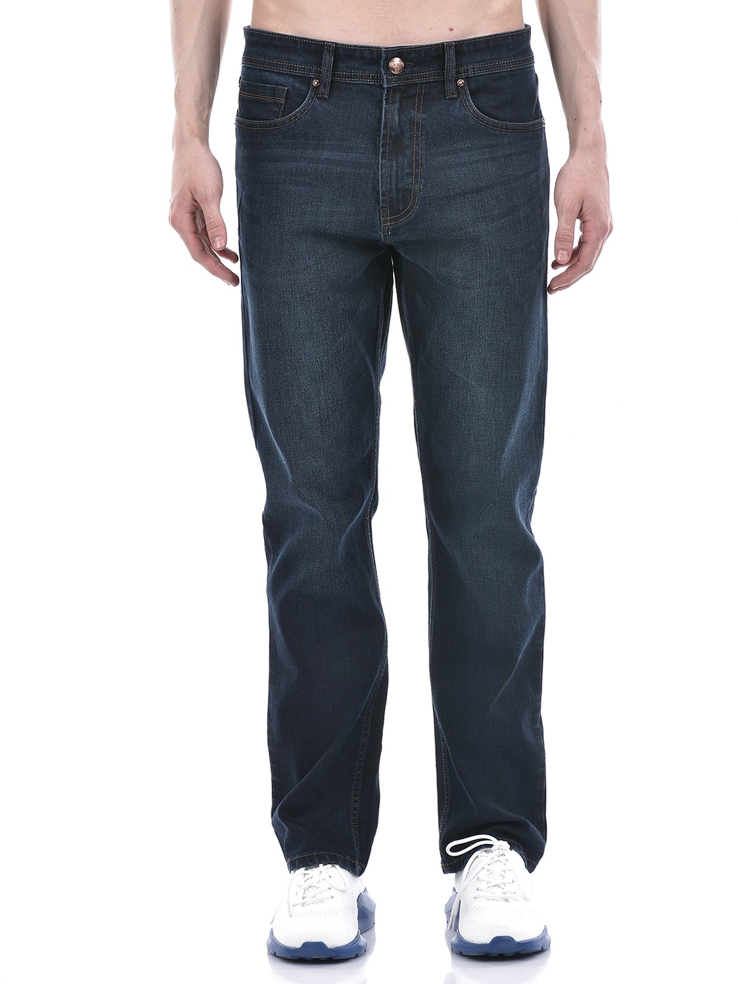 NUMERO UNO Dark Blue Tapered Fit Lightly Washed Jeans