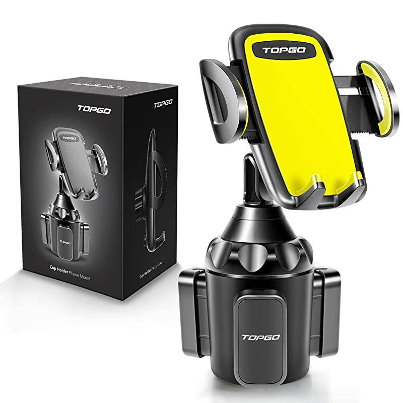 Car Cup Holder Phone Mount Adjustable Automobile Cup Holder Smart Phone Cradle Car Mount for iPhone 11 Pro/XR/XS Max/X/8/7 Plus/6s/Samsung S10+/Note 9/S8 Plus/S7 Edge(Yellow)