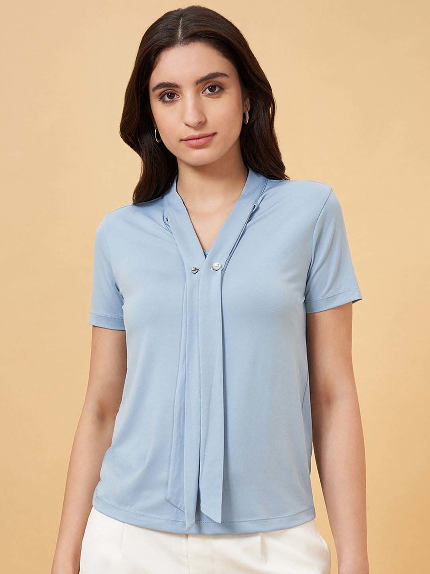 Annabelle by Pantaloons Blue Plain Top