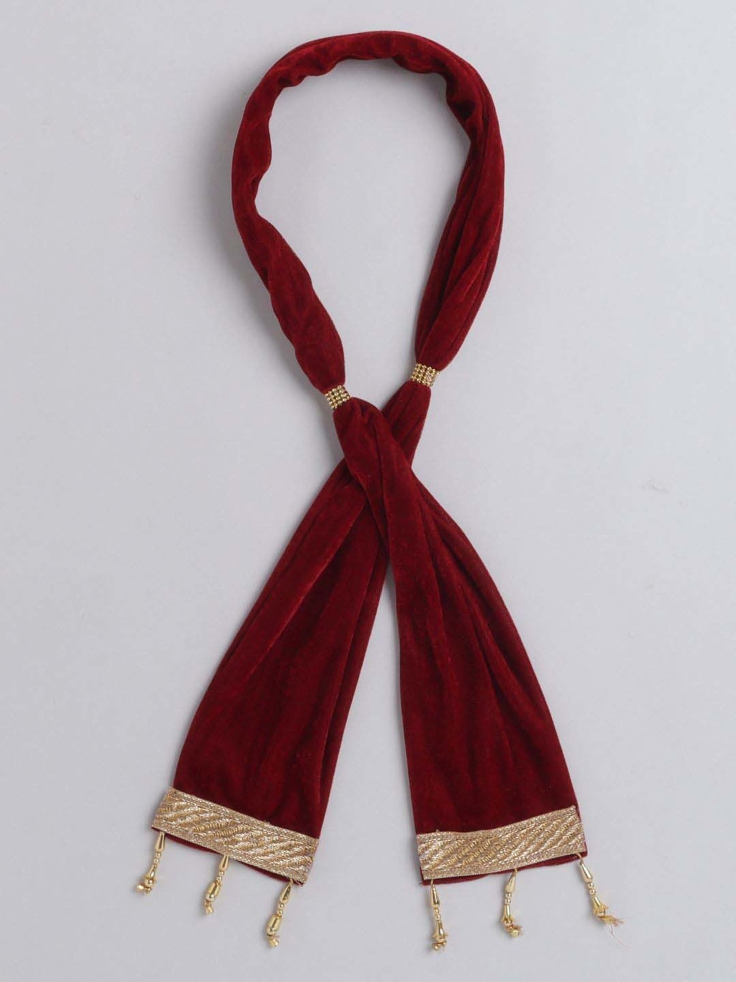 Ahhaaaa Kids Gold & Red Embellished Full Sleeves Sherwani Set