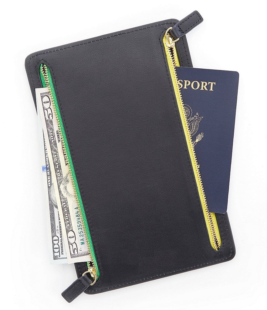 ROYCE New York Leather RFID Blocking Four Zip Organizer Travel Case